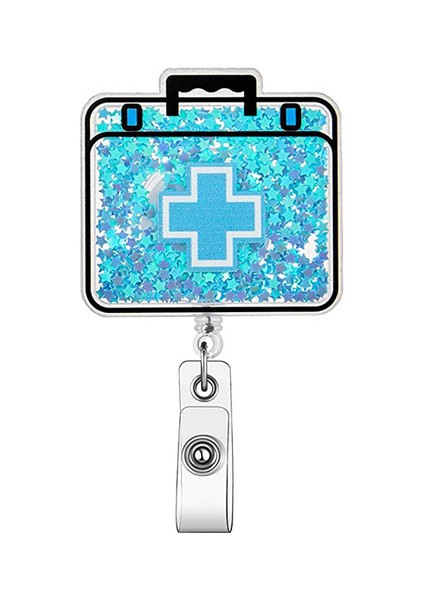 Stil 8 2023 Yeni Tasarım 1 Parça Glitter Akrilik Geri Çekilebilir Hemşire Rozeti Makara Anime Stetoskop Hap Aşk Kalp Kımlık Kartı Tutucu Ipi (Yurt Dışından)