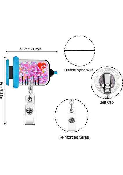 Stil 8 2023 Yeni Tasarım 1 Parça Glitter Akrilik Geri Çekilebilir Hemşire Rozeti Makara Anime Stetoskop Hap Aşk Kalp Kımlık Kartı Tutucu Ipi (Yurt Dışından) fırsatları