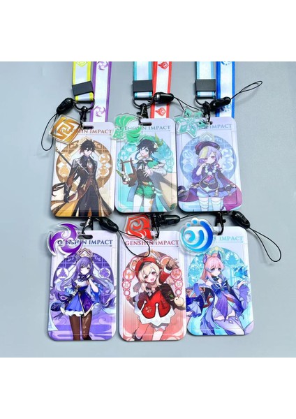 T Oyun Genshin Anime Kart Kılıfları Kimlik Kartı Kordon Aksesuarı Anahtar Kordon Cosplay Rozeti Kımlık Kartları Sahipleri Boyun Askıları Anahtarlıklar (Yurt Dışından)