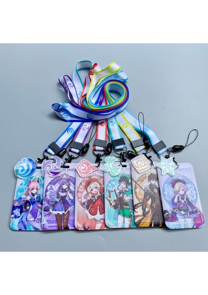 T Oyun Genshin Anime Kart Kılıfları Kimlik Kartı Kordon Aksesuarı Anahtar Kordon Cosplay Rozeti Kımlık Kartları Sahipleri Boyun Askıları Anahtarlıklar (Yurt Dışından)