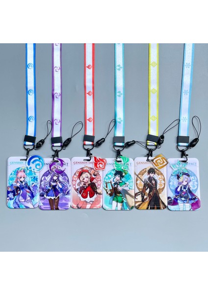 T Oyun Genshin Anime Kart Kılıfları Kimlik Kartı Kordon Aksesuarı Anahtar Kordon Cosplay Rozeti Kımlık Kartları Sahipleri Boyun Askıları Anahtarlıklar (Yurt Dışından)