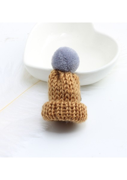 Gri-Koyu Kahverengi Kadın Broş Pin Sevimli Mini Şapka Rozeti Noel Yeni Yıl Hediye Kazak Ceketler Dıy Şapkalar Çocuklar Kış Aksesuarları Sırt Çantası Dekor (Yurt Dışından)