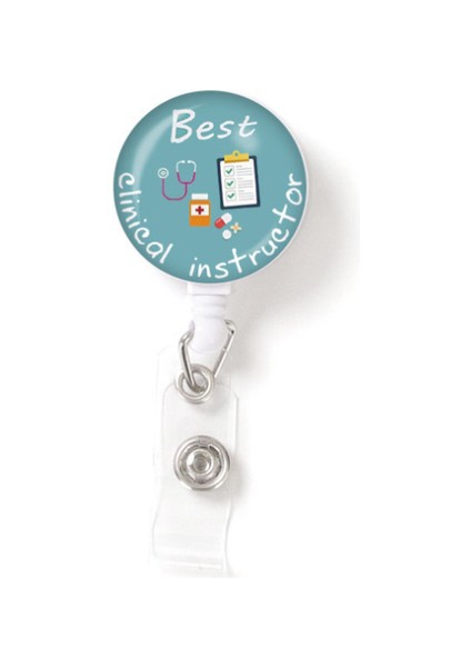 C Yaratıcı Geri Çekilebilir Makaralı Isimlik Tıbbi Işçi Çalışma Kartı Klibi Doktor Hemşire Kimlik Adı Kart Ekran Etiketi Personel Kartı Rozeti Tutucu (Yurt Dışından)