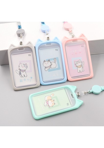Mavi Tavşan Kedi Kulak Tasarım Kızlar Kadın Kımlık Etiketi Çalışanın Geçiş Çalışma Kartı Kapak Kılıf Rozet Tutucu Geri Çekilebilir Rozet Makara Ipi (Yurt Dışından) fiyatları