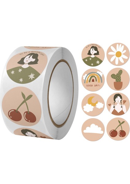 QY1707-500PCS 100-500PCS Yuvarlak Mutlu Gün Çıkartmaları Zarf Mühür Etiketleri Hediye Paketleme Dekor Doğum Günü Partisi Scrapbooking Kırtasiye Etiket (Yurt Dışından)