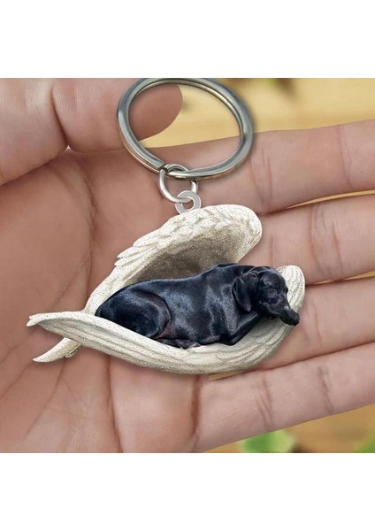 E Akrilik Sevimli Köpek Uyku Melek Anahtar Zincirleri Hayvan Anahtarlık Kadın Kızlar Için Kadın Tutucu Araba Anahtarı Çocuklar Hediye Damla Gemi (Yurt Dışından)