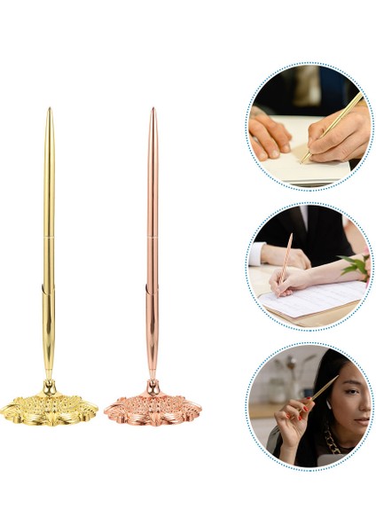 Golden Rose Gold 2 Adet Profesyonel Tükenmez Kalem Çok Fonksiyonlu Yazma Kalem Narin Iş Kalemi Iş Aksesuarı (Yurt Dışından)