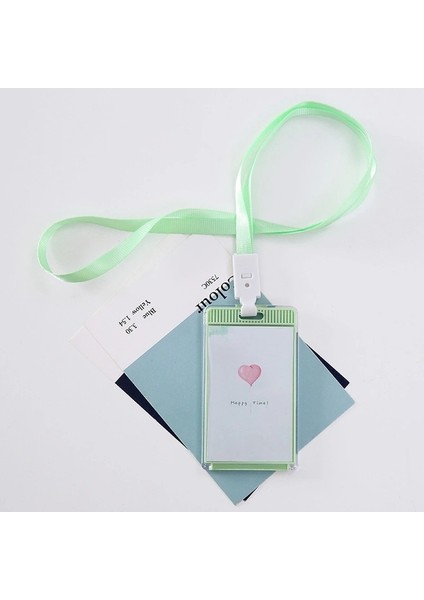 Aşk Kalp Sevimli Kart Tutucu Kordon ile Erkek Kız Kawaii Otobüs Kartı Vaka Rozeti Kredi Kartı Sahipleri Kapak Öğrenci Kımlık Otobüs Kartı Geçiş Tutucu (Yurt Dışından)