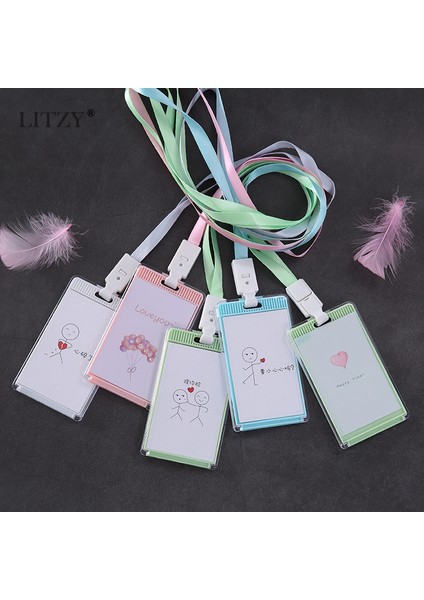 Aşk Kalp Sevimli Kart Tutucu Kordon ile Erkek Kız Kawaii Otobüs Kartı Vaka Rozeti Kredi Kartı Sahipleri Kapak Öğrenci Kımlık Otobüs Kartı Geçiş Tutucu (Yurt Dışından) fiyatları