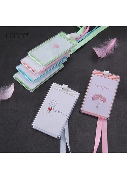 Aşk Kalp Sevimli Kart Tutucu Kordon ile Erkek Kız Kawaii Otobüs Kartı Vaka Rozeti Kredi Kartı Sahipleri Kapak Öğrenci Kımlık Otobüs Kartı Geçiş Tutucu (Yurt Dışından) fırsatları