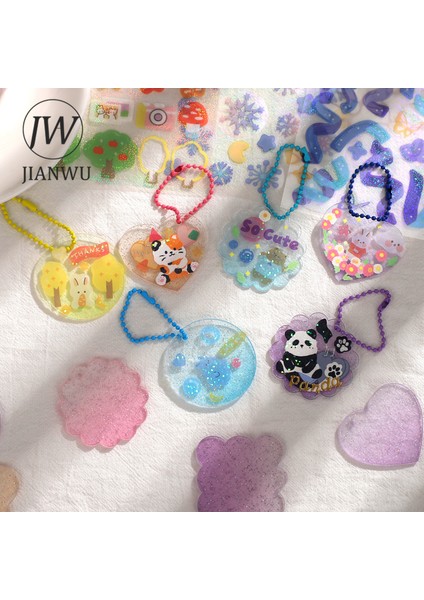TZ-RCKA-01Z Jıanwu Şeffaf Akrilik Degrade Glitter Kolye Anahtarlık Sevimli Dıy Goo Ka Etiket Dekorasyon Anahtarlık Rozeti Kawaii Kırtasiye (Yurt Dışından) modelleri