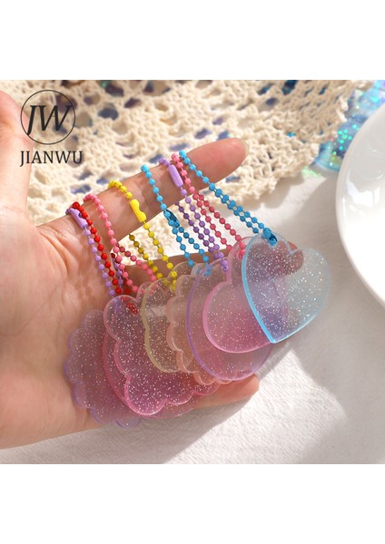 TZ-RCKA-01Z Jıanwu Şeffaf Akrilik Degrade Glitter Kolye Anahtarlık Sevimli Dıy Goo Ka Etiket Dekorasyon Anahtarlık Rozeti Kawaii Kırtasiye (Yurt Dışından) fırsatları