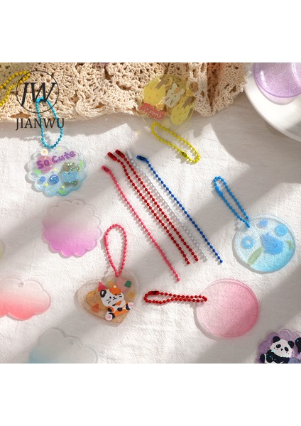 TZ-RCKA-01Z Jıanwu Şeffaf Akrilik Degrade Glitter Kolye Anahtarlık Sevimli Dıy Goo Ka Etiket Dekorasyon Anahtarlık Rozeti Kawaii Kırtasiye (Yurt Dışından) indirimleri