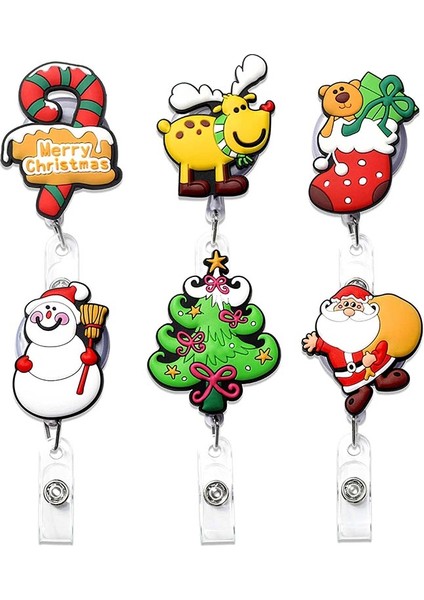 Stil 8 2022 Sevimli Noel Ağacı Noel Baba Geri Çekilebilir Çekme Rozet Makara Kımlık Ipi Adı Etiketi Kart Rozeti Tutucu Makaraları Hediye Için (Yurt Dışından)