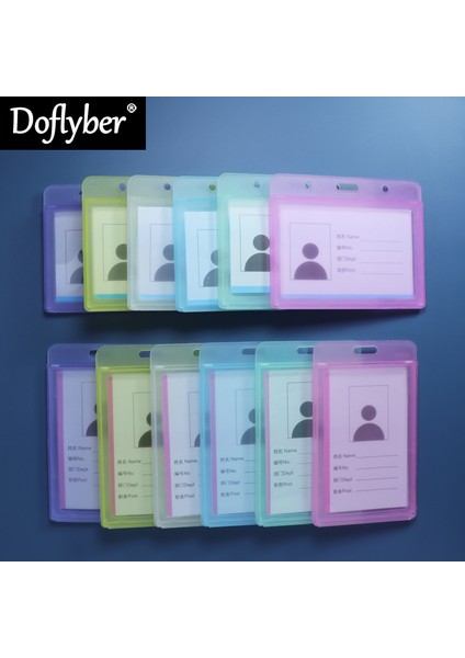 Mavi Dikey 1 Adet Plastik Şeffaf Su Geçirmez Banka Kredi Kartvizit Kol Şeffaf Kılıf Kapak Kımlık Rozeti Kordon Tutucu (Yurt Dışından)