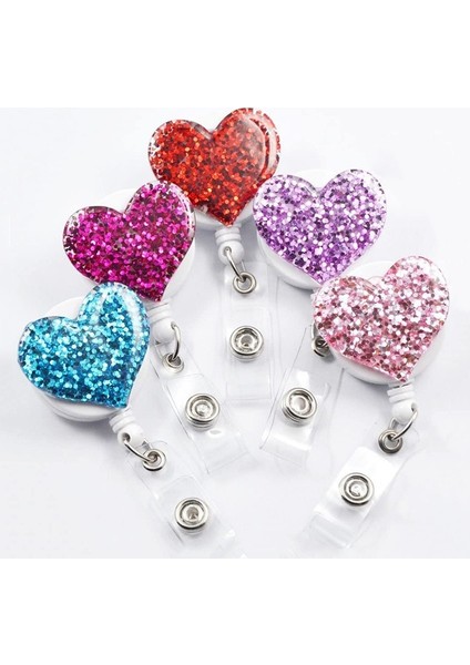 Rastgele Aşk Kalp Geri Çekilebilir Rozet Makara Çalışma Kartı Tutucu Rozet Klipleri Kımlık Rozeti Tutucu Otobüs Kartı Kol Çalışan Kartı Kordon (Yurt Dışından) modelleri