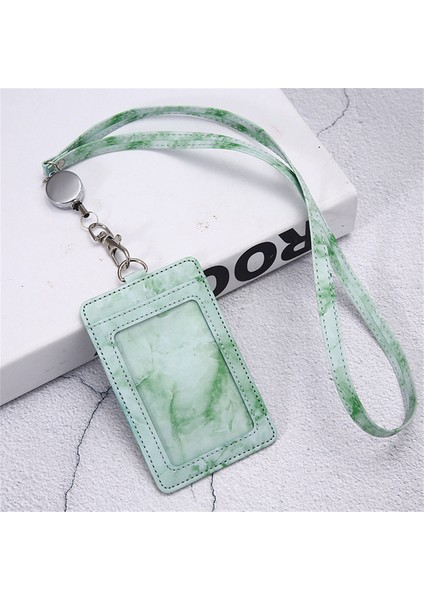 Açık Yeşil Kordon Ebru Rozet Tutucu Kart Tutucu Ayarlanabilir Boyun Askısı Kordon ile Personel Kımlık Kartı Otobüs Kımlık Organizatör Okul Kırtasiye Malzemeleri (Yurt Dışından)