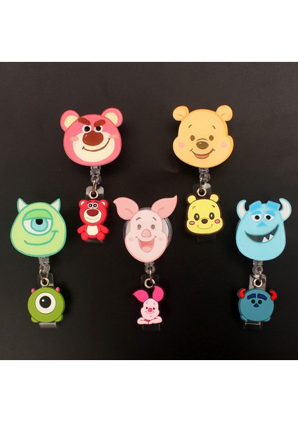 Sarı Disney Karikatür Pvc Piglet Mike Tarzı Geri Çekilebilir Rozet Makara Hemşire Doktor Kart Tutucu Ofis Hastane Adı Kart Malzemeleri (Yurt Dışından) modelleri