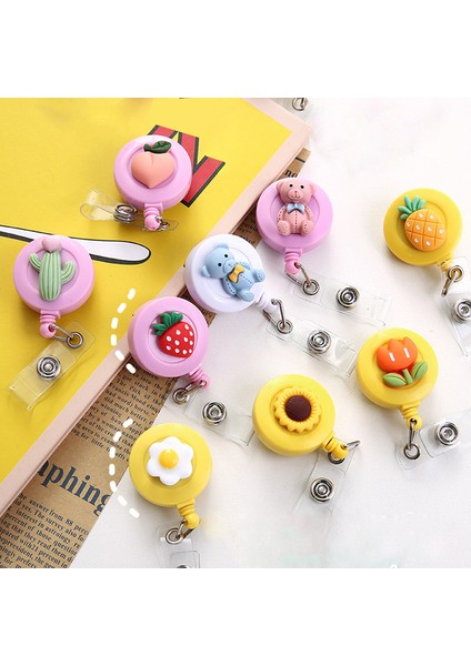 20 Adet 20 Adet Karikatür Hayvan Meyve Geri Çekilebilir Makaralı Isimlik Kimlik Kordon Adı Etiketi Kart Rozeti Tutucu Makaraları Ofis Malzemeleri (Yurt Dışından)
