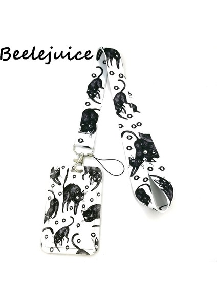 Boyun Askısı Tutucu Siyah Kediler Kalpler Aşk Moda Kordon Kımlık Rozeti Tutucu Otobüs Geçiş Kılıfı Kapak Kayma Bankası Kredi Kartı Tutucu Askısı Kart Tutucu Hediyeler (Yurt Dışından)