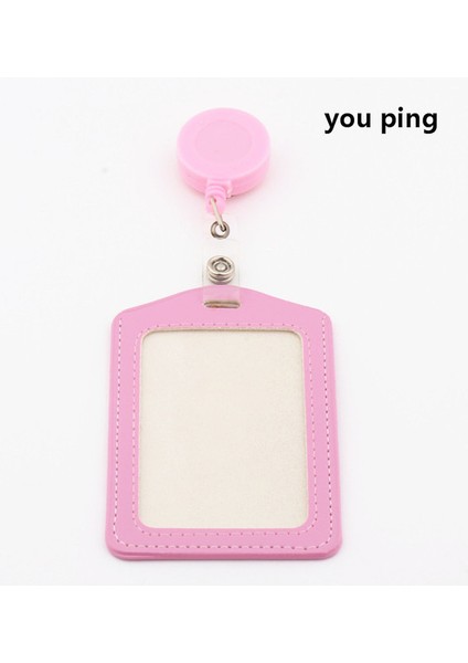 Pembe-A Yüksek Kaliteli Pu Kart Kapağı Otobüs Kartı Geri Çekilebilir Çekme Rozeti Tutucu Ticari Kredi Kartları Banka Kimlik Kartı (Yurt Dışından)