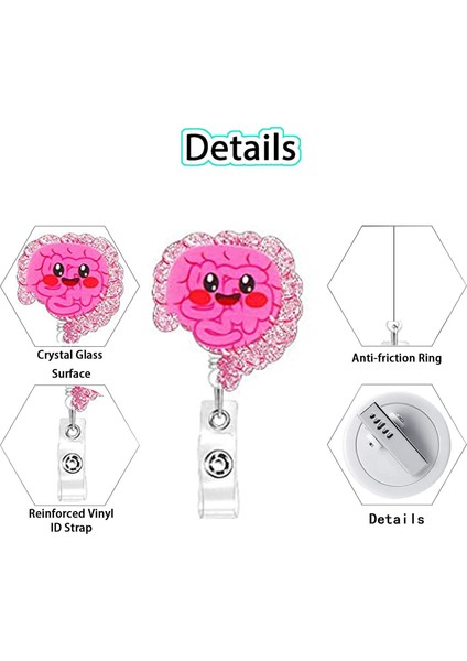 Stil 10 2023 Yeni Tasarım 1 Parça Glitter Kristal Insan Organları Geri Çekilebilir Hemşire Rozeti Makara Sevimli Su Damlası Bandaj Kımlık Kartı Tutucu Ipi (Yurt Dışından) fırsatları