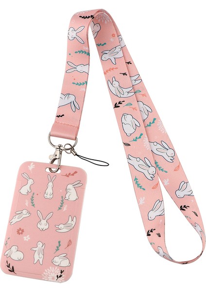 Stil 3 Karikatür Pembe Kordon Sevimli Tavşan Boyun Askısı Anahtar Kordon Kımlık Kartı Spor Telefonu USB Kımlık Tutucu Dıy Boyunluklar (Yurt Dışından)