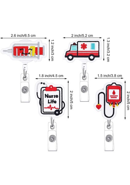 Stil 5 2021 Yeni Varış 1 Parça Yüksek Kaliteli Geri Çekilebilir Hemşire Rozet Makarası Keçe Sevimli Anime Şırınga Ambulans Kimlik Kartı Tutucu Tuşları Kordon (Yurt Dışından)