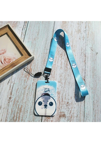No.4 1 Adet Karikatür Kimlik Sahipleri Yaka Kartı Tutucu Personel Rozeti Kapak Durumda Otobüs Geçiş Kılıfı Kol Boyun Askısı ile Kart Tutucu (Yurt Dışından)