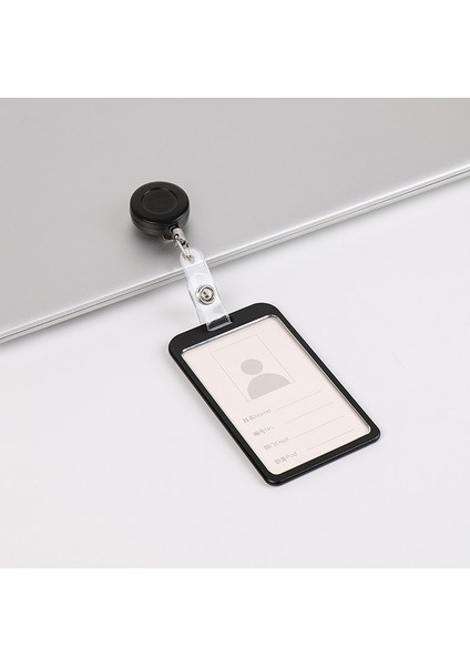 Siyah - 86X54MM Alüminyum Alaşımlı Şirket Çalışanları Isim Etiketi Ofis Personeli Kimlik Kartı Giriş Kartı Çalışma Kimlik Bilgileri Rozet Tutucu, Rozet Makaralı (Yurt Dışından)