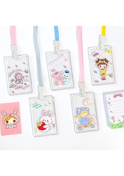 Stil 12 Karikatür Şeffaf Akrilik Kredi Kartı Tutucu Kılıf Kadınlar Için Kız Sevimli Öğrenci Otobüsü Kımlık Kartı Kapak Koruma Anahtarlık Çan ile (Yurt Dışından) fırsatları