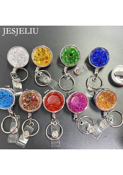 Lotus Renk 1 Adet Yuvarlak Glitter Pul Rozet Makara Geri Çekilebilir Rozet Tutucu Hemşire Doktor Kımlık Kartı Tutucu Kordon Çekme Anahtarlık Ofis Malzemeleri (Yurt Dışından) fiyatları