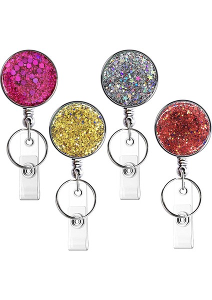 Lotus Renk 1 Adet Yuvarlak Glitter Pul Rozet Makara Geri Çekilebilir Rozet Tutucu Hemşire Doktor Kımlık Kartı Tutucu Kordon Çekme Anahtarlık Ofis Malzemeleri (Yurt Dışından) modelleri