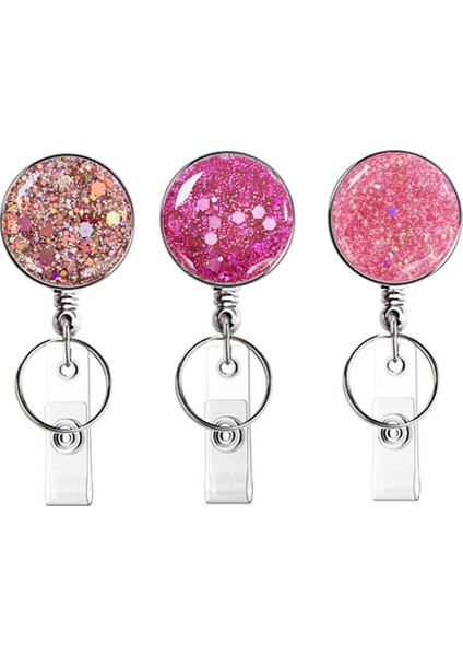 Lotus Renk 1 Adet Yuvarlak Glitter Pul Rozet Makara Geri Çekilebilir Rozet Tutucu Hemşire Doktor Kımlık Kartı Tutucu Kordon Çekme Anahtarlık Ofis Malzemeleri (Yurt Dışından) fırsatları