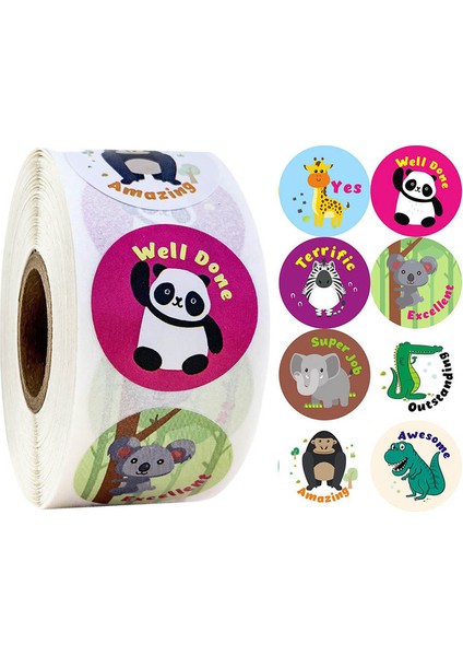 CS10 Dinozor Çıkartmalar Çocuklar Için 500 Adet 1 Inç Kendinden Yapışkanlı Sızdırmazlık Etiketleri Karikatür Desenleri Çocuklar Için Dekoratif Kitap Çıkartmaları (Yurt Dışından)