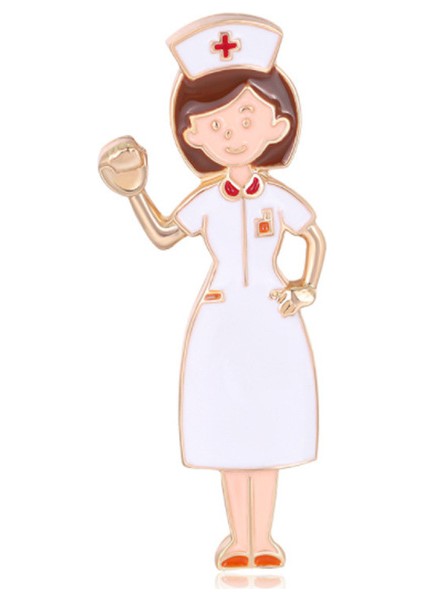 NS16 Sevimli Beyaz Hemşire Broş Güzel Kız Doktor Hastane Tıbbi Stetoskop Rozeti Yaka Iğneler Broş Takı Aksesuar Tatil Hediye (Yurt Dışından)