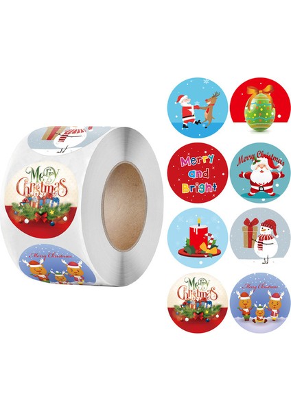 QY1575-300PCS 100-500 Adet Noel Ağacı Şeker Çıkartmaları 1 Inç Noel Tatil Dekoru Küçük Işletme Ambalaj Hediye Dekor Için Sızdırmazlık Etiketi (Yurt Dışından)