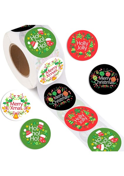 QY1575-300PCS 100-500 Adet Noel Ağacı Şeker Çıkartmaları 1 Inç Noel Tatil Dekoru Küçük Işletme Ambalaj Hediye Dekor Için Sızdırmazlık Etiketi (Yurt Dışından) fiyatları