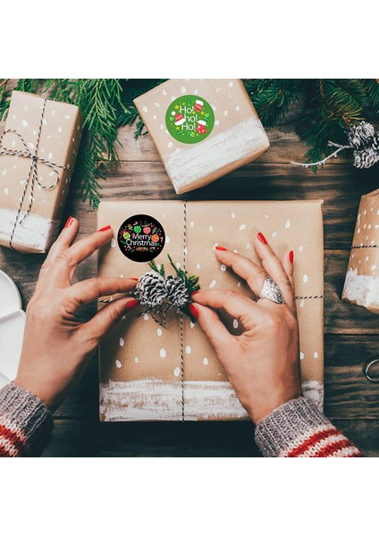 QY1575-300PCS 100-500 Adet Noel Ağacı Şeker Çıkartmaları 1 Inç Noel Tatil Dekoru Küçük Işletme Ambalaj Hediye Dekor Için Sızdırmazlık Etiketi (Yurt Dışından) indirimleri