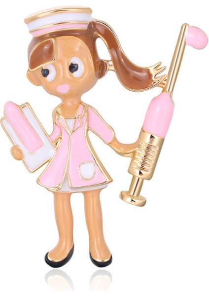 NS08 Sevimli Beyaz Hemşire Broş Güzel Kız Doktor Hastane Tıbbi Stetoskop Rozeti Yaka Iğneler Broş Takı Aksesuar Tatil Hediye (Yurt Dışından)