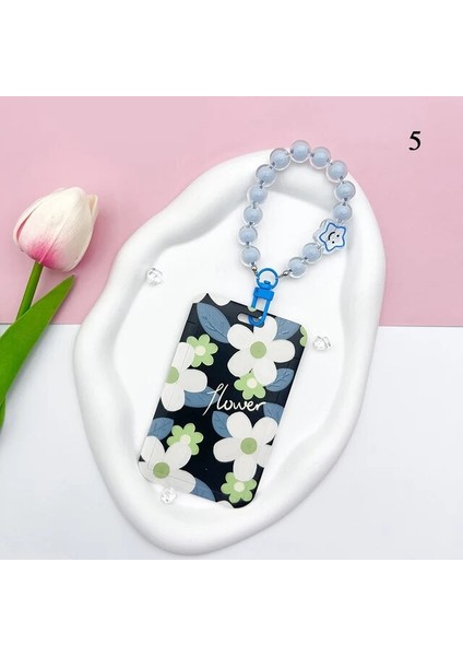 Stil 5 Boyun Askısı Çantası ile Öğrenci Kimlik Kartı Kapağı Renkli Çiçekler Kadın Kız Kredi Kartı Kimlik Otobüs Kartı Tutucu Çanta Kordon ile (Yurt Dışından)