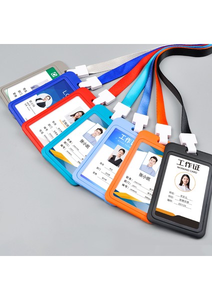 Mavi LANYARD-10PCS 10PCS/LOT Plastik Çift Taraflı Şeffaf Çalışanlar Iş Okulu Kimlik Rozeti Ofis Geçiş Kimlik Kartı Tutucu Aksesuarları Ipi (Yurt Dışından)