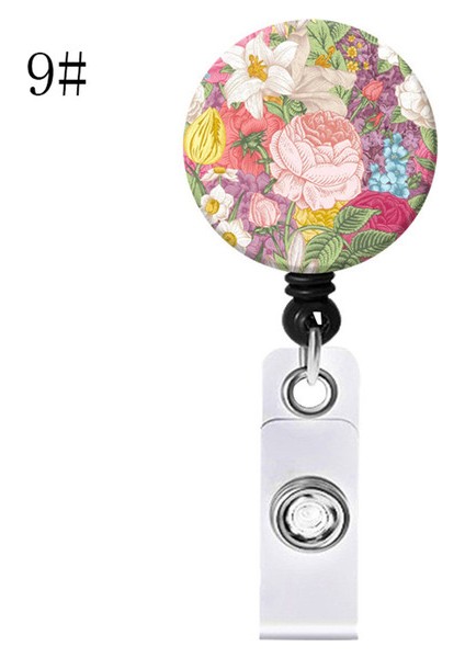 Stil 9 Yağlıboya Çiçek Geri Çekilebilir Hemşire Rozeti Makara Klip Öğrenciler Doktor Kımlık Kartı Tutucu Timsah Klip Yeni Yıl Yılbaşı Hediyeleri 1 Pc (Yurt Dışından)