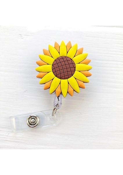 24 60CM Silikon Sevimli Ayçiçeği Meyve Bulut Geri Çekilebilir Makaralı Isimlik Öğrenci Hemşire Sergi Enfermera Isim Kartı Kimlik Kartı Sandığı (Yurt Dışından)