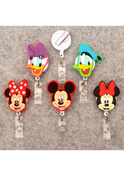 Şeffaf Disney Mickey Minnie Donald Papatya 360° Döndür Klip Rozet Makara Tutucu Hemşire Işçiler Geri Çekilebilir Kartvizit Tutucu Aksesuarı (Yurt Dışından) fiyatları