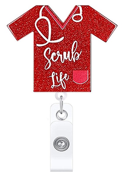 C-Kırmızı Geri Çekilebilir Makaralı Isimlik Tıbbi Işçi Çalışma Kartı Klibi Doktor Hemşire Kimlik Adı Kart Ekran Etiketi Personel Kartı Rozet Tutucu Aksesuarları (Yurt Dışından)