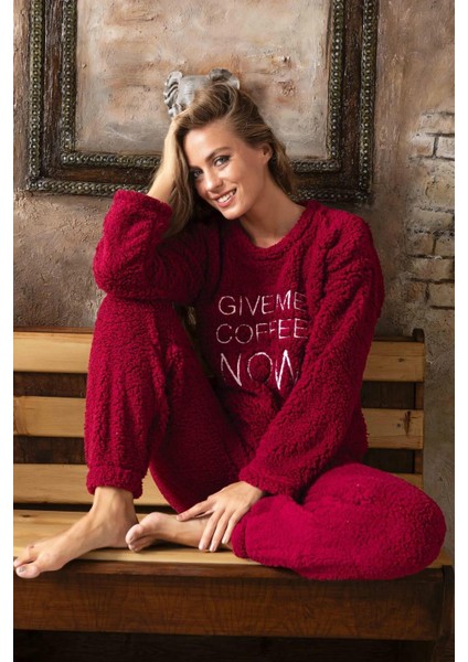 Charme Kadın Kışlık Şarpa Peluş Pijama Takımı K 333- 1 Adet