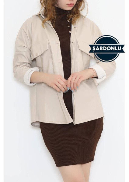 Şardonlu Deri Gömlek