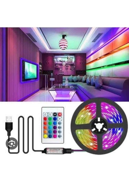 Usb'li Tv Şerit LED 3 Metre Kumandalı Rgb Animasyonlu