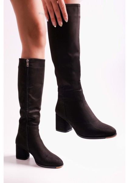 Kadın Kiella Siyah Süet Topuklu Çizme modelleri